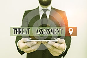 Conceptual hand writing showing Threat Assessment. Business photo text determining the seriousness of a potential threat