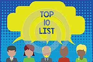 Conceptual hand writing showing Top 10 List. Business photo showcasing the ten most important or successful items in a