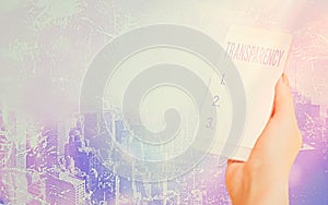 Conceptual hand writing showing Transparency. Business photo text something transparent especially a picture viewed by photo