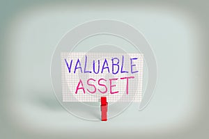 Conceptual hand writing showing Valuable Asset. Business photo showcasing Your most valuable asset is your ability or capacity photo