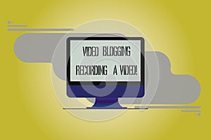 Conceptual hand writing showing Video Blogging Recording A Video. Business photo showcasing Social media networking