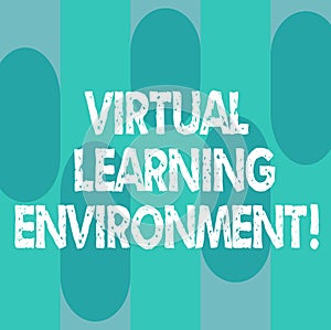 Conceptual hand writing showing Virtual Learning Environment. Business photo showcasing webbased platform kind of education