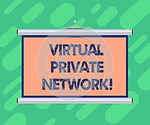 Conceptual hand writing showing Virtual Private Network. Business photo showcasing network that is constructed using