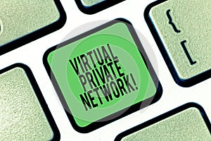 Conceptual hand writing showing Virtual Private Network. Business photo showcasing network that is constructed using