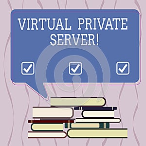 Conceptual hand writing showing Virtual Private Server. Business photo text sold as a service by an Internet hosting service