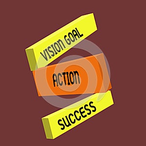 Conceptual hand writing showing Vision Goal Action Success. Business photo text Strategic Planning Process Act your