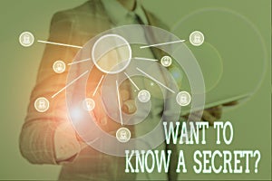 Conceptual hand writing showing Want To Know A Secret Question. Business photo text to divulge a confidential vital photo