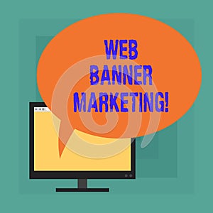 Conceptual hand writing showing Web Banner Marketing. Business photo text entails to embed an advertisement in a web