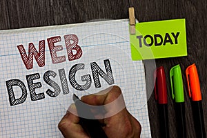 Conceptual hand writing showing Web Design. Business photo text who is responsible of production and maintenance of websites Man h