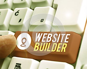 Conceptual hand writing showing Website Builder. Business photo showcasing construction of websites without analysisual code photo