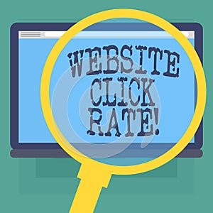 Conceptual hand writing showing Website Click Rate. Business photo text ratio users who click specific link to number total users