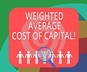 Conceptual hand writing showing Weighted Average Cost Of Capital. Business photo showcasing Wacc financial business