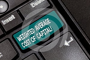 Conceptual hand writing showing Weighted Average Cost Of Capital. Business photo text Wacc financial business indicators