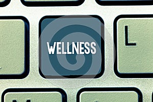 Conceptual hand writing showing Wellness. Business photo showcasing state of being in good health especially as actively