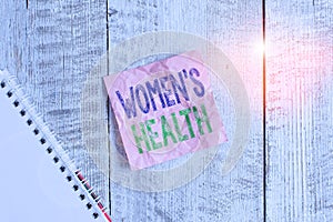 Conceptual hand writing showing Women S Is Health. Business photo showcasing the health issues specific to huanalysis anatomy