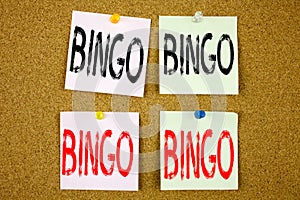 Conceptual hand writing text caption inspiration showing Bingo Business concept for Lettering Gambling to Win Price Success on the