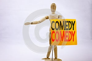 Conceptual hand writing text caption inspiration showing Comedy Business concept for Stand Up Comedy Microphone written on sticky