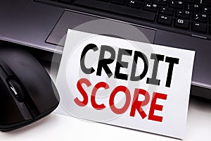 Conceptual hand writing text caption inspiration showing Credit Score. Business concept for Financial Rating Record written on sti