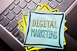 Conceptual hand writing text caption inspiration showing Digital Marketing. Business concept for Business Strategy written on stic