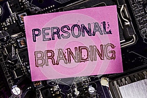 Conceptual hand writing text caption inspiration showing Personal Branding. Business concept for Brand Building Written on sticky