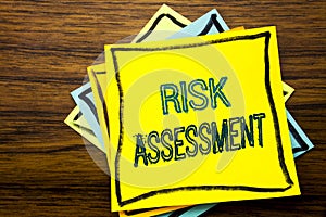 Conceptual hand writing text caption inspiration showing Risk Assessment. Business concept for Safety Danger Analyze written on st