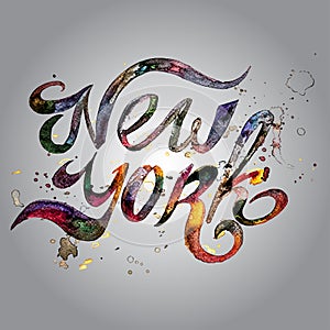 Conceptual handwritten phrase New York City on a