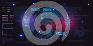 Conceptual hi-tech background with HUD, GUI, UI elements. Science and technology, advanced internet technologies concept