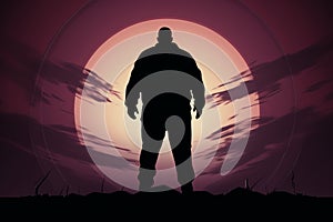 Conceptual icon silhouette portraying a heavyset, plus size man symbolically