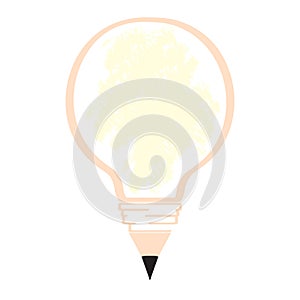 Conceptual idea lightbulb with pencil shape