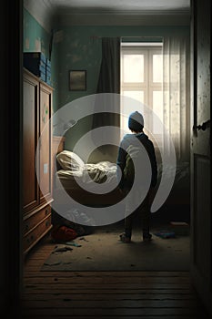 Conceptual illustration of child that is lonely, in a depression