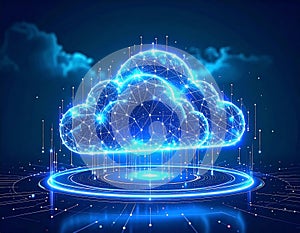Futuristic cloud computing infrastructure with digital data network connection