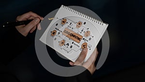 Conceptual illustration of cloud computing with visual elements showcasing technology, data, security, and connectivity