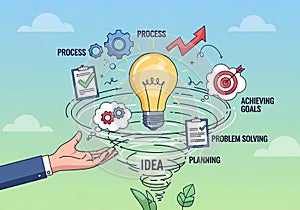 A conceptual illustration featuring a light