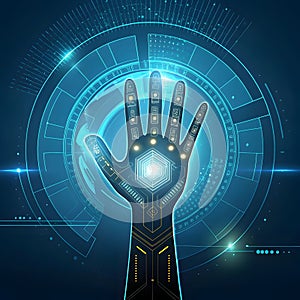 Futuristic Technology and Biometric Hand Scan Interface