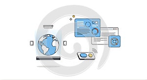 Global Network Connection and Digital Data Analytics Dashboard