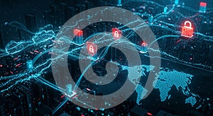 Global Network Security Shield with Data Transfer and Cloud Technology