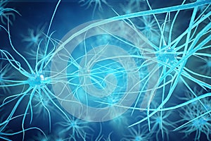 Conceptual illustration of neuron cells with glowing link knots. Synapse and Neuron cells sending electrical chemical