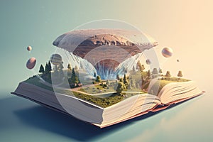 Conceptual illustration - reading opens new worlds. Generative AI