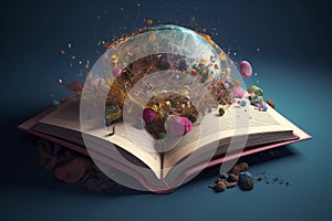 Conceptual illustration - reading opens new worlds. Generative AI