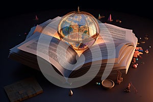 Conceptual illustration - reading opens new worlds. Generative AI