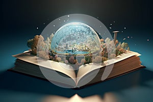 Conceptual illustration - reading opens new worlds. Generative AI