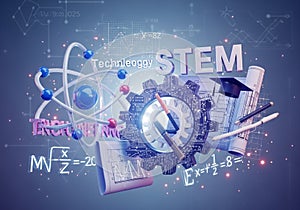 A conceptual illustration representing STEM (Science, Technology, Engineering, and Mathematics).