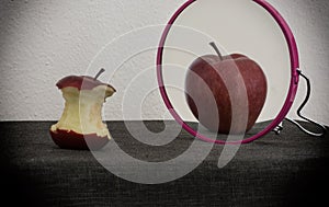 Conceptual image of anorexia nervosa using apples