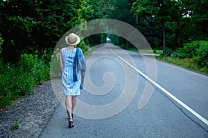 Conceptual image of beautiful woman goes into the future