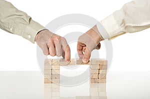 Conceptual image of business merger and cooperation