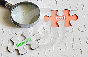 conceptual image of cost and benefit analysis.