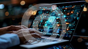 conceptual image about data and cyber security. Generated- AI