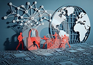 A globe in the background emphasizes the global nature of digital networks