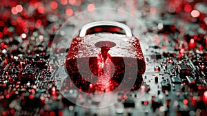 Conceptual image of a digital padlock symbolizing a cybersecurity breach and data vulnerability