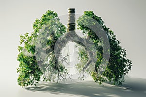 Conceptual image of green tree shaped in human lungs
